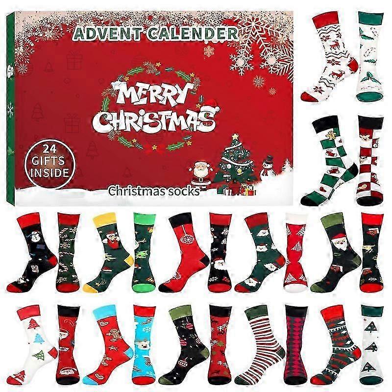 Festive Countdown Calendar Socks for Christmas Advent with Stockings