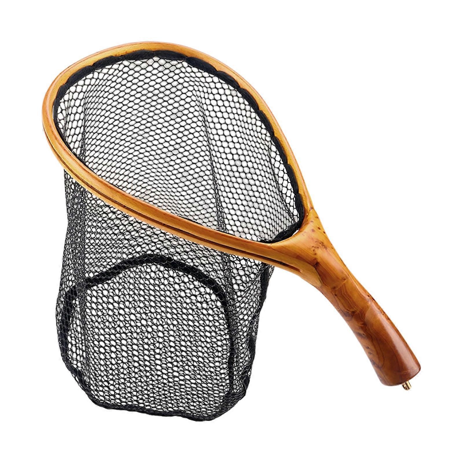 Compacts Fishing Landing Net Fishing Net with Wood Construction and Mesh Design Quick Drying For Pond River Angling Multicolor