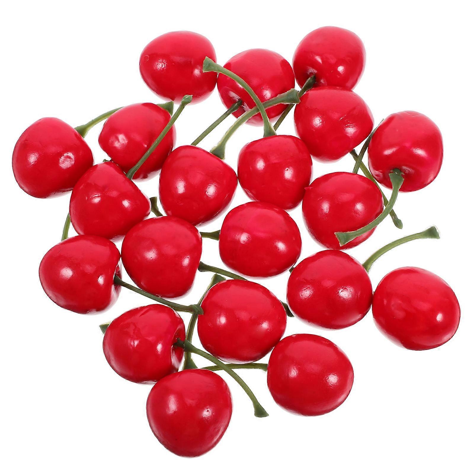 Artificial Cherries Red Mini Fruit Model for Decoration 80Pcs Foam Plastic