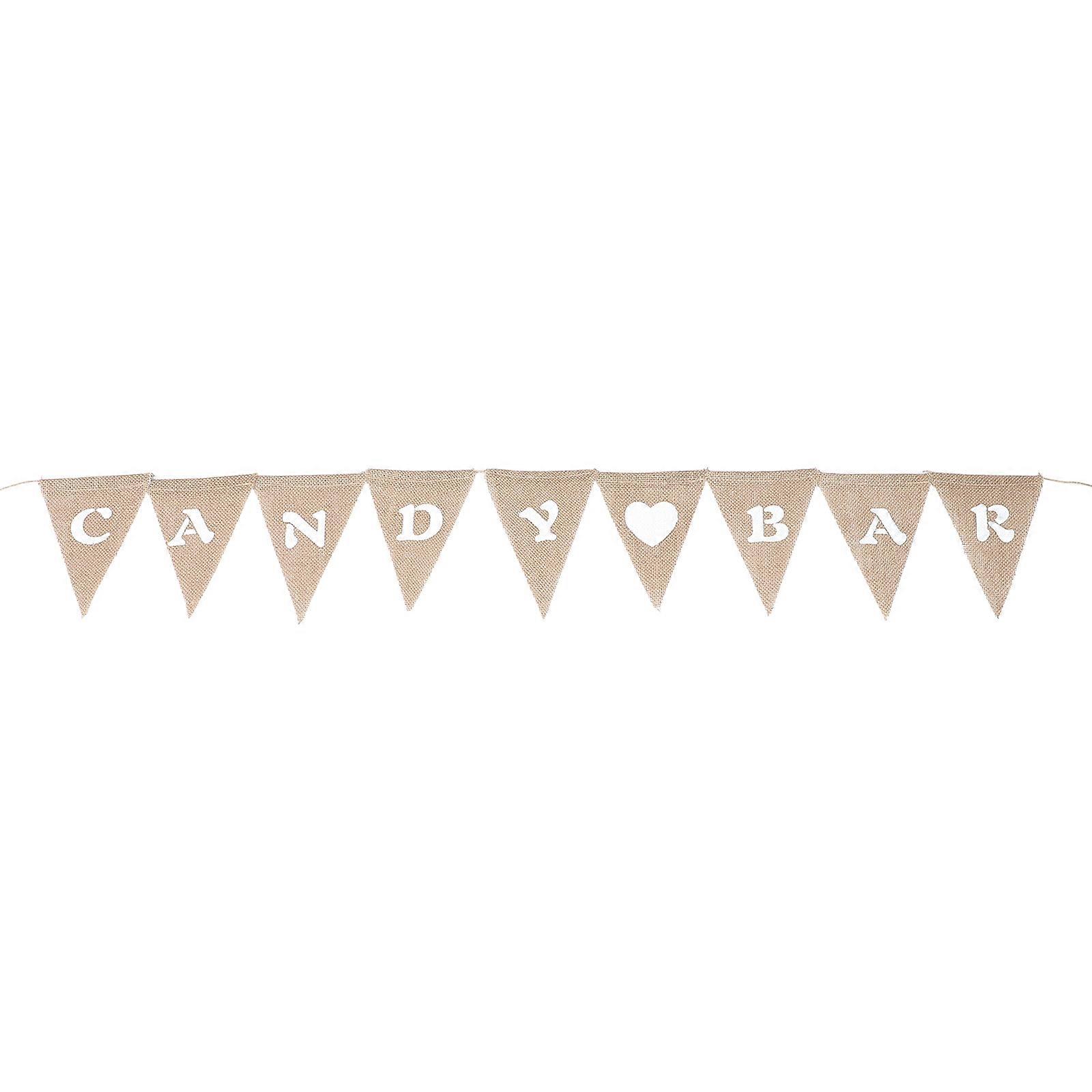 Candy Bar Heart Banner Hessian Pennant Triangle Flags for Party Decoration