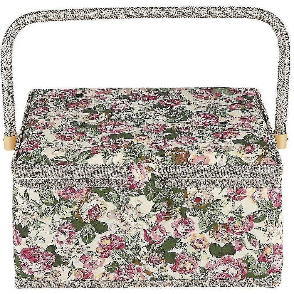 特大ソーイングバスケット、ヴィンテージソーイングバスケット、針、糸、巻尺、その他の縫製用 Yaying-hao