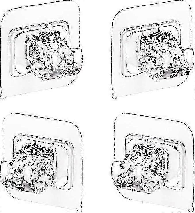 4 Pcs Curtain Rod Holders without Drilling - Adhesive Mounted Curtain Hooks with Adjustable Rod Holders for Towels and Curtains