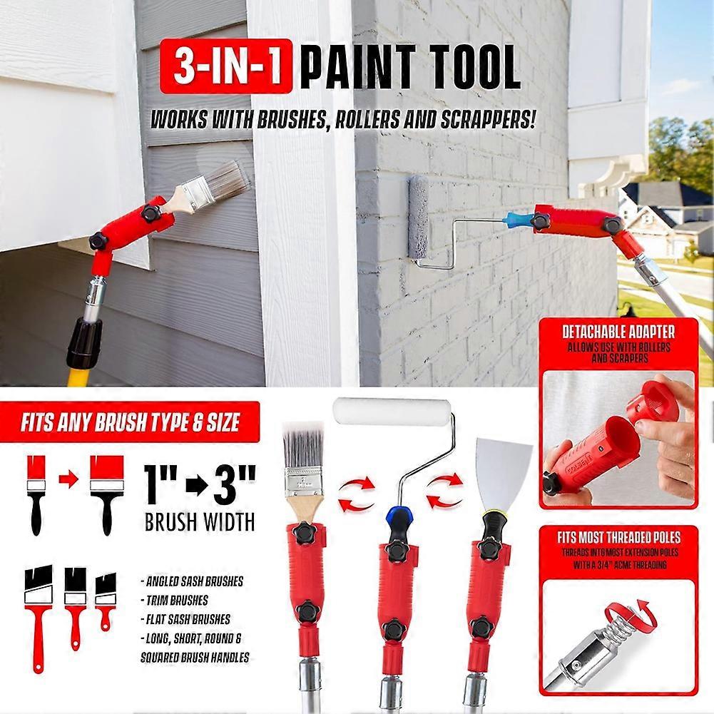 Multi-Angle Paint Brush Extender for High Ceiling,Extension Pole Attachment Holder for Paint Brush,Roller, Scraper
