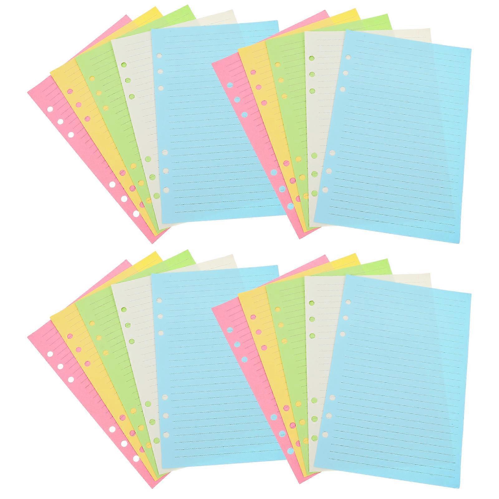 Notebook Refill Paper Assorted Color with 6 Holes for Office Use 50 Sheets