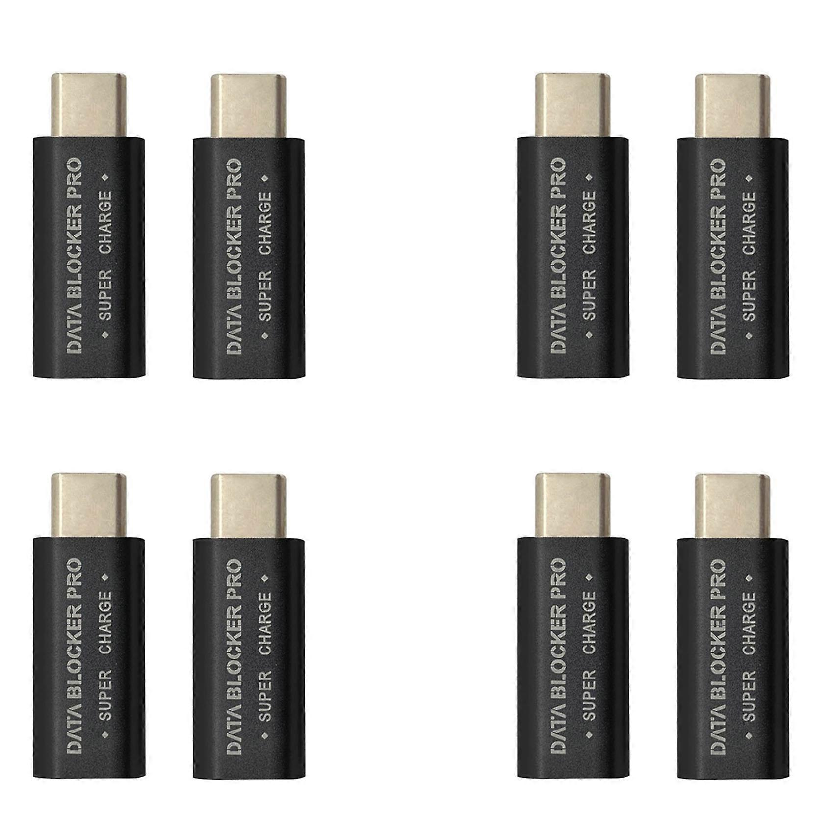 8PCS USB Type-C Data Blocker USB-C Juice Jack Defender Adapter Support Quick Charge(50V/5A) Stop Data Theft (Black)