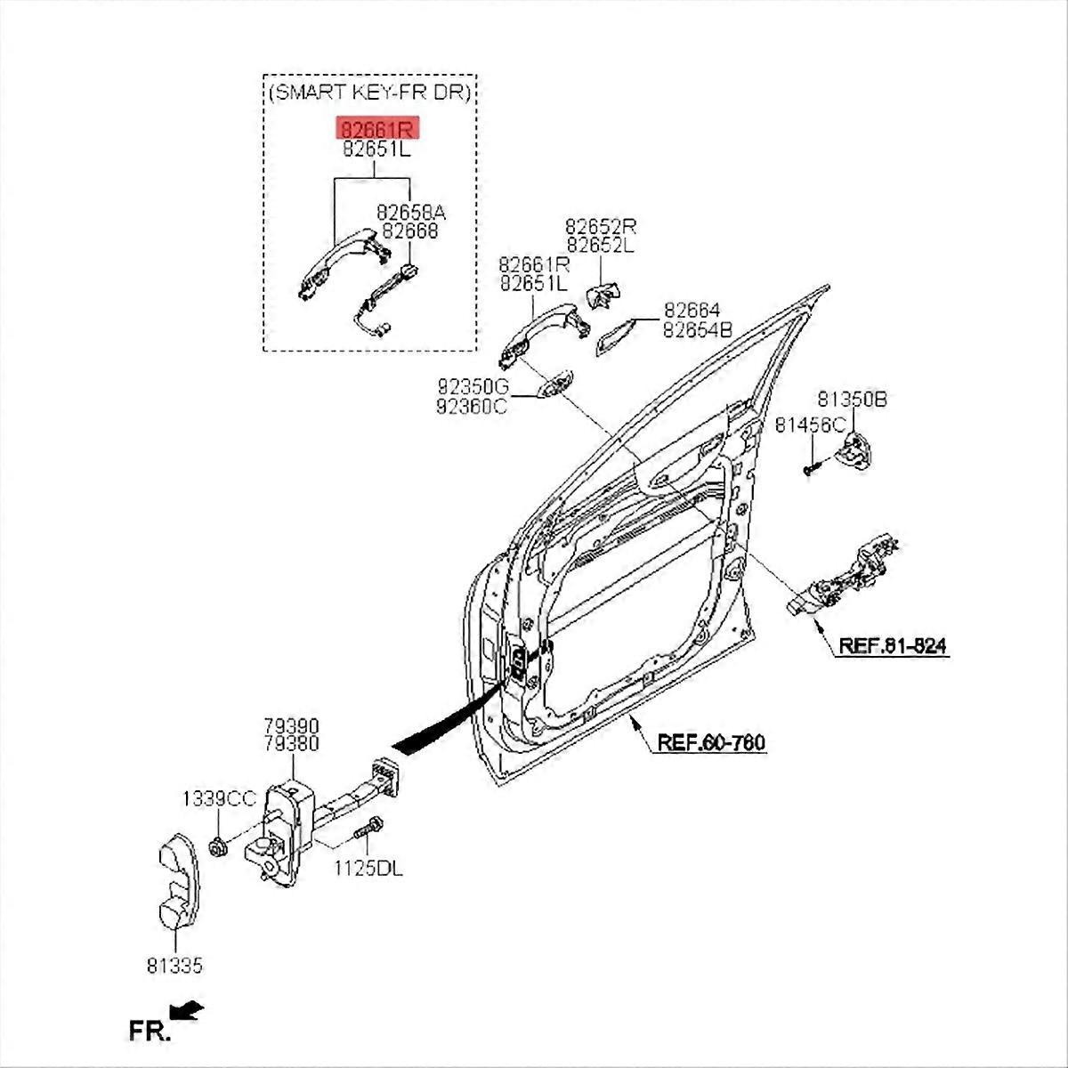 Right Front Outside Door Handle with Button for Sorento 2015-2018