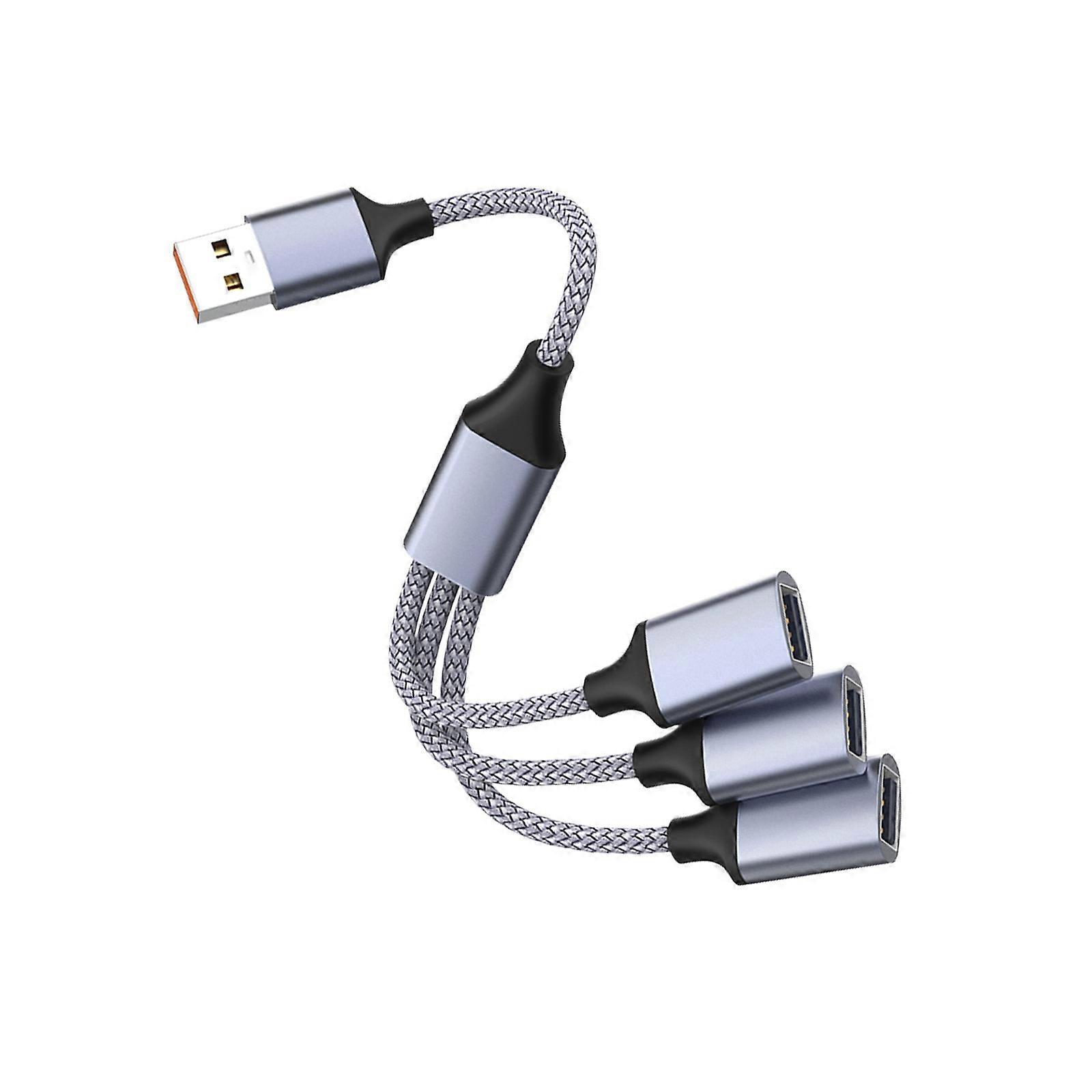 3-i-1 USB2.0 OTG-adapter USB-hann til 3 USB 2.0-hunn OTG-skjøtekabel Kabeldatakabel Strømadapter for PC Flerfarget