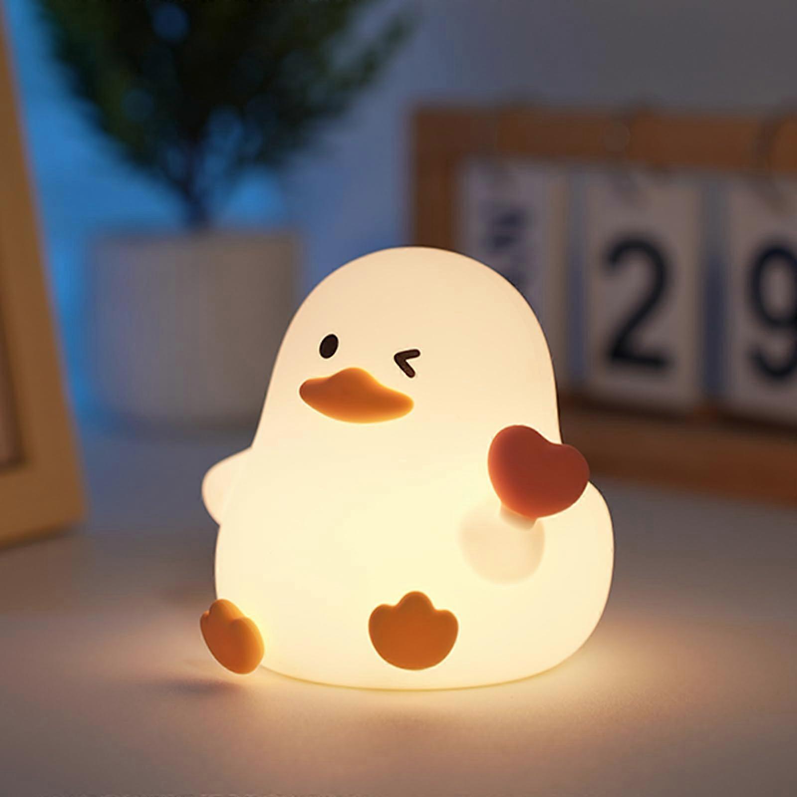 Night Light for Kids LED Duck Lamp, Rechargeable Silicone, 7Color Dimmable Nursery Light with Timer