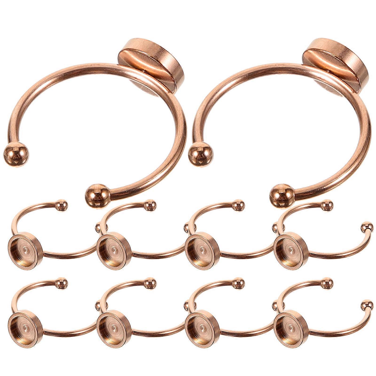 Rose Gold Ring Blanks Adjustable Bezel Ring Blanks for DIY Use 40Pcs