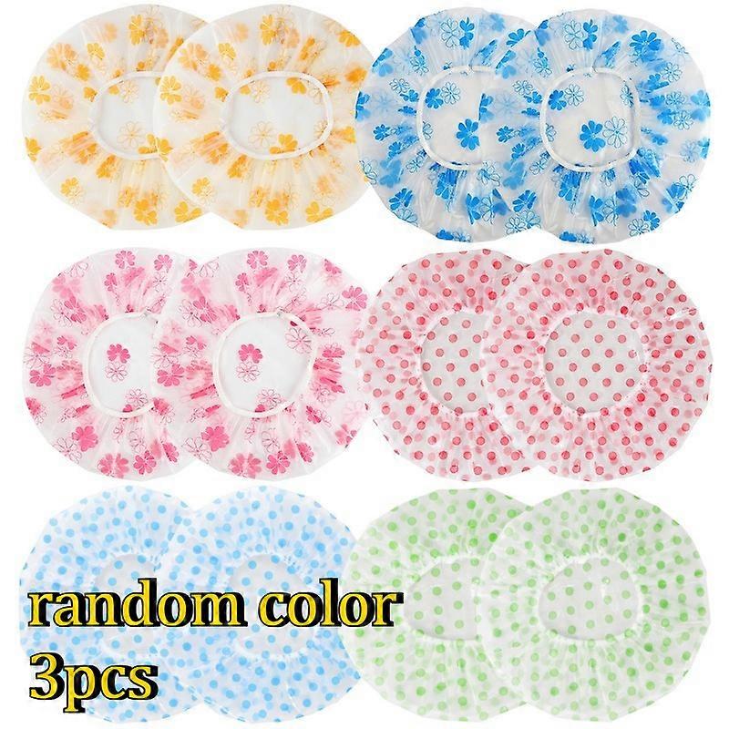 3pcs Polka Dot Pattern Shower Cap, Colorful Multifunction Bath Cap For Hocomehold