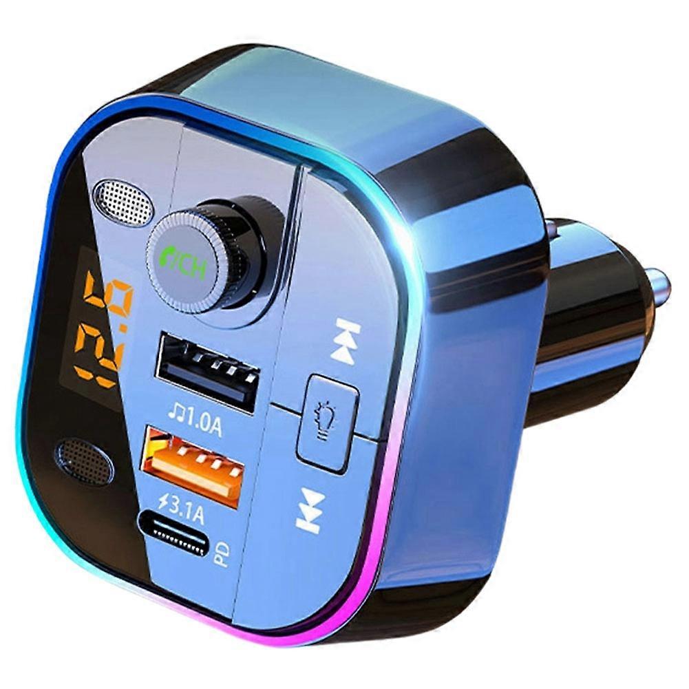 Car Bluetooth 5.0 Receiver with FM Transmitter, MP3 Player, and Cigaret Lighter Adapter - High-Quality Lossless Sound