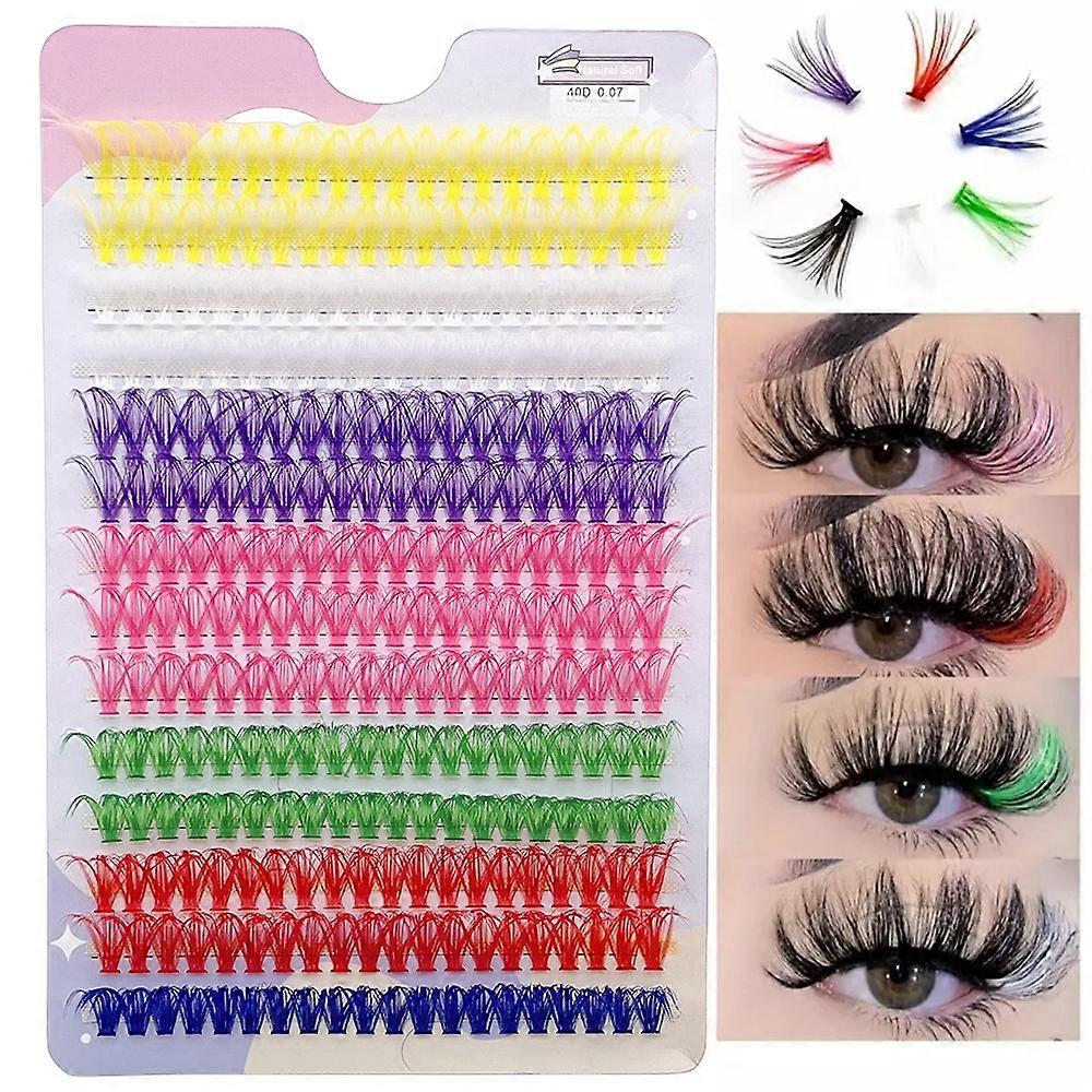14 rows of colorful tufted false eyelashes, D-shaped curled tufted eyelashes lengthened to create a natural makeup effect