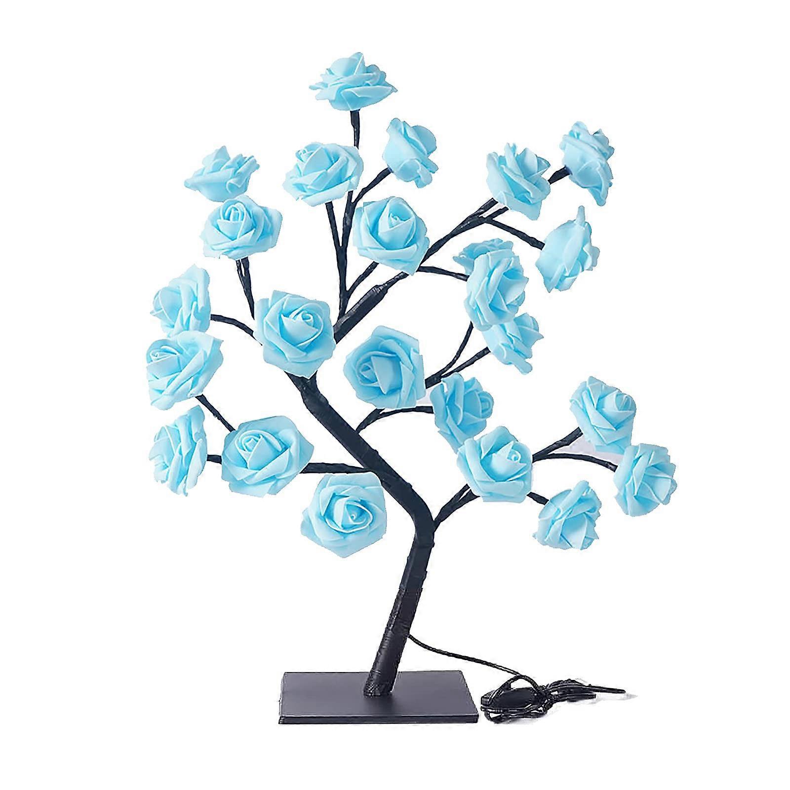 Rose Table Lamp with Touch Control, 24 LED Warm White Flower Light, USB Powered, Modern Style