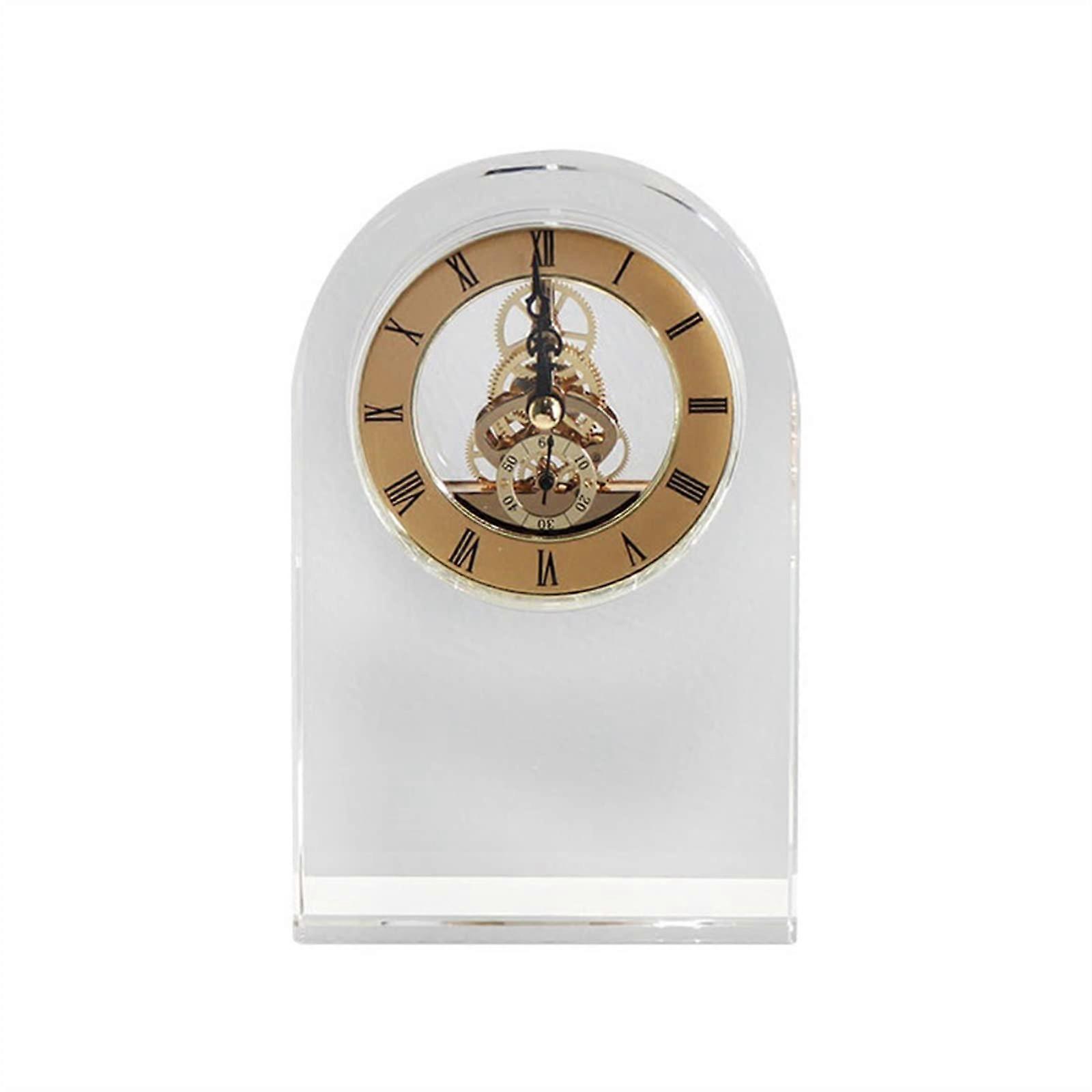 Crystal Desk Clock with Silent Precision Movement, Elegant Transparent Design for Home and Office