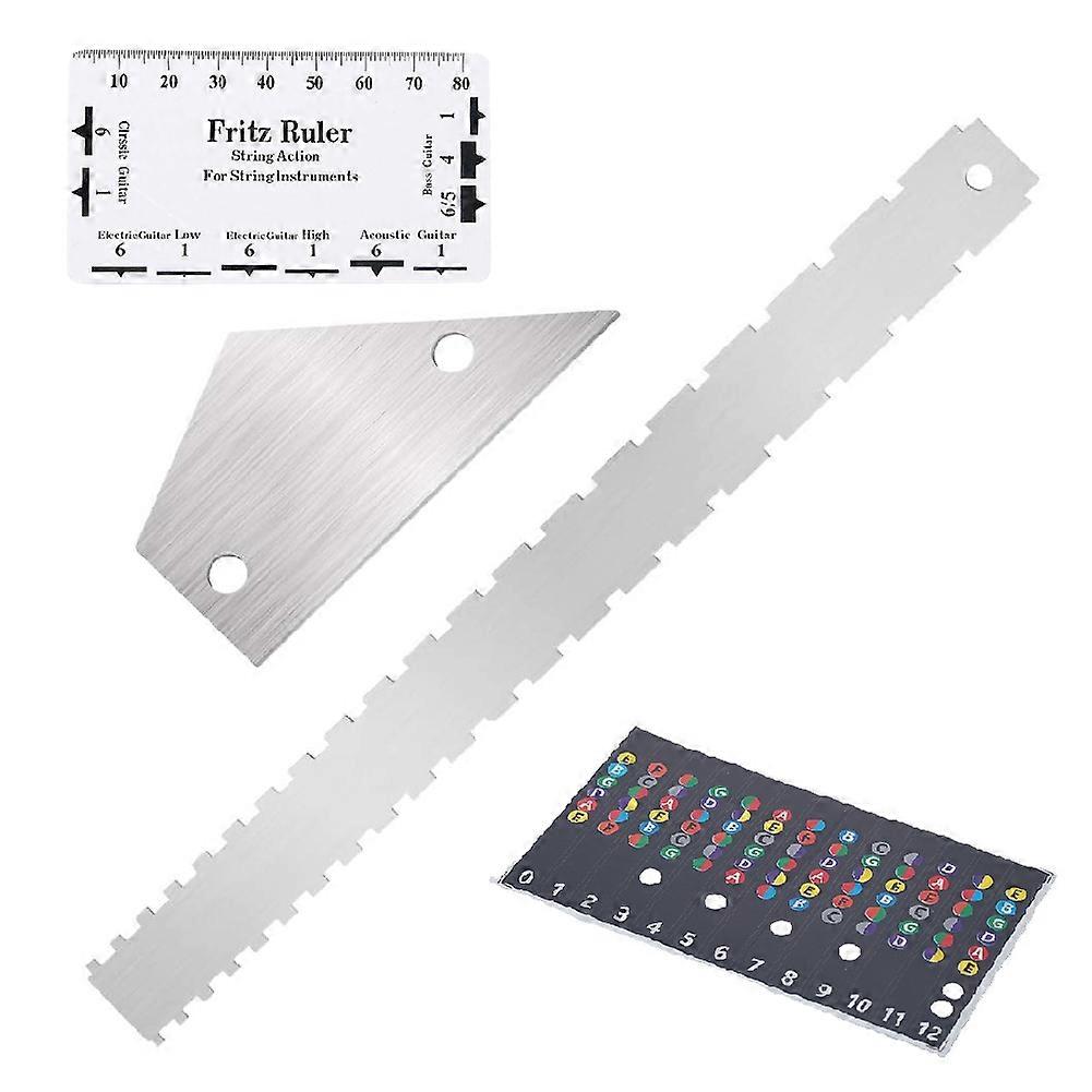 Guitar Neck Groove Straight Edge Luthier Tool with String Distance Ruler Neck Ruler String Distance Measuring Ruler