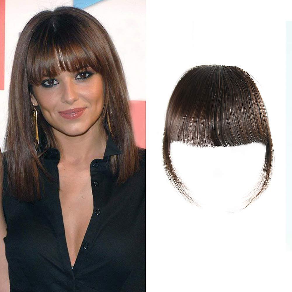 Heytea Clip in Pony Dunkelbraunes Echthaar Bang Fransen Haar Echter natürlicher Pony Mode Clip in Haarverlängerung