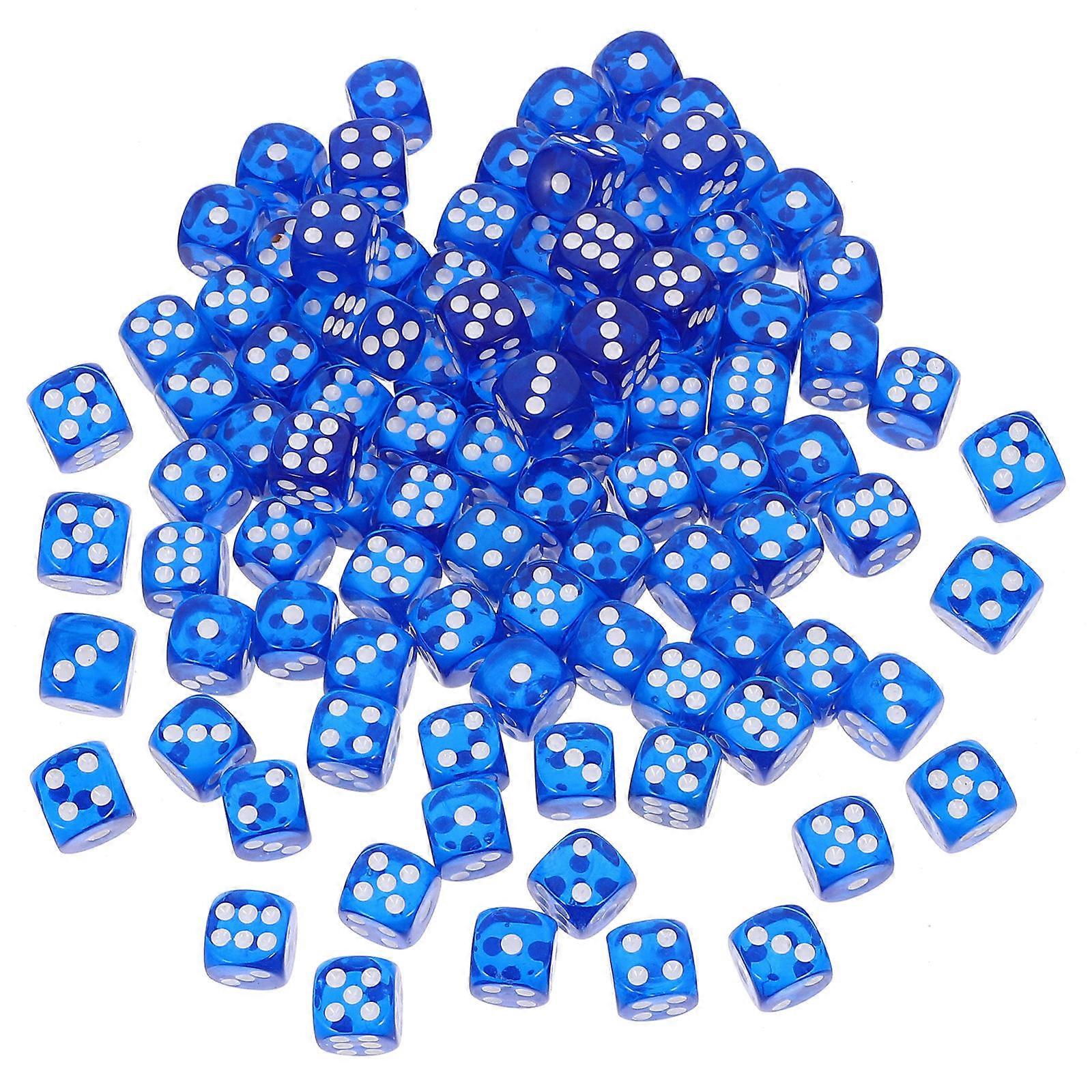 Blue Six Sided for Game 100Pcs Acrylic Party Game Toy