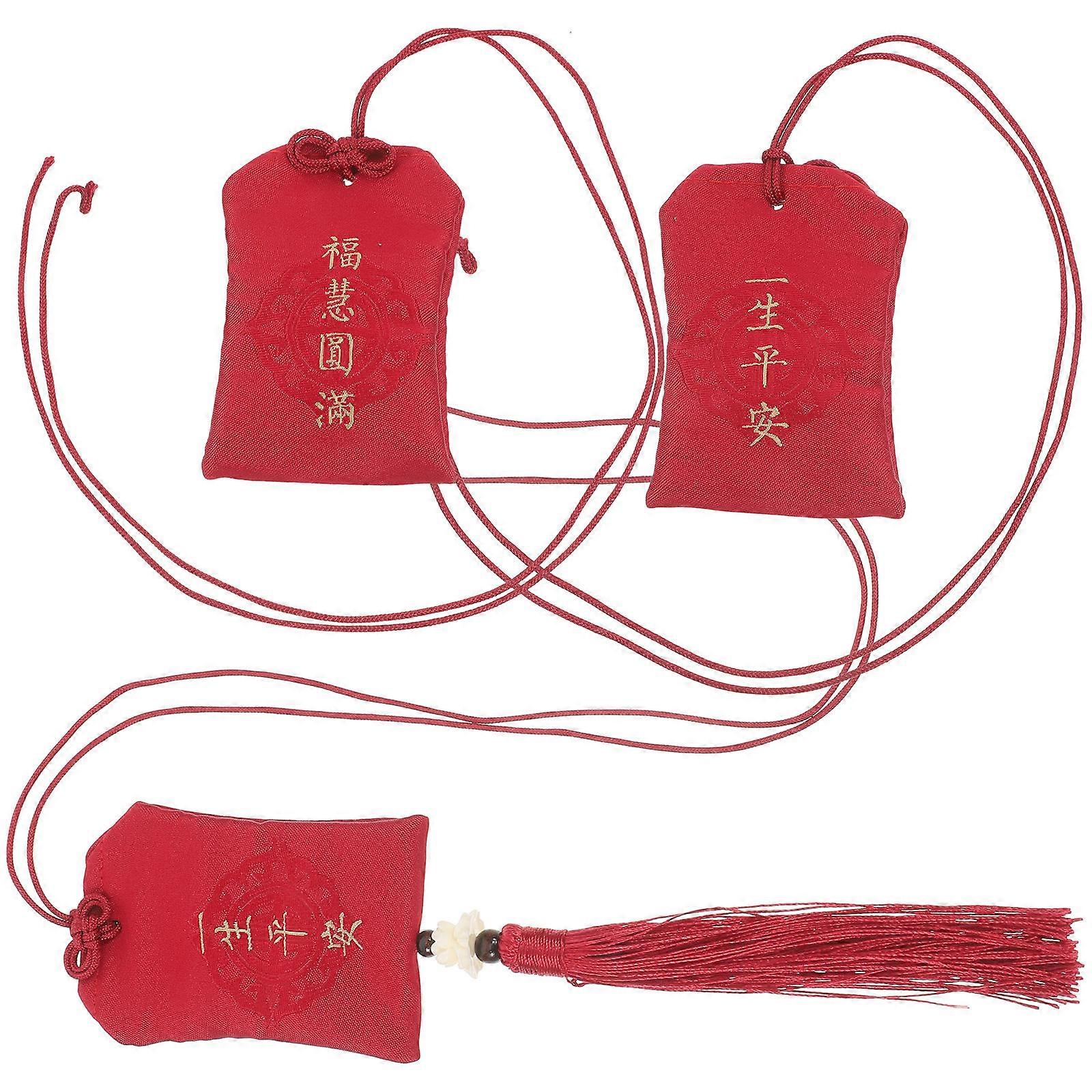 Portable Fabric Empty Charm Bag for Decor 3Pcs Red Hanging Scented Sachet