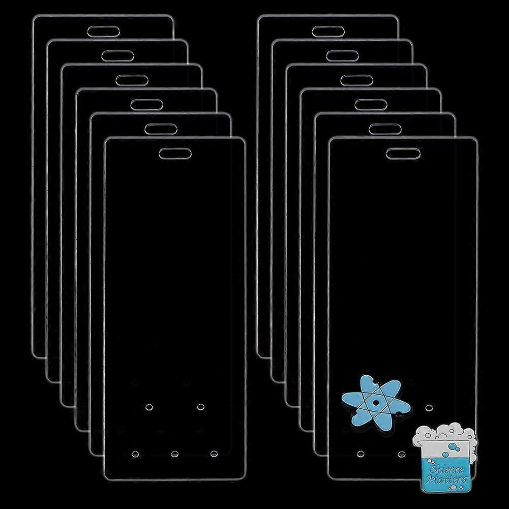 12pcs Acrylic Badge Buddy Pin Holder for Nursing Badge Display Tool with 5 Pinholes Clear Acrylic Material 14.6x5.3x0.2cm