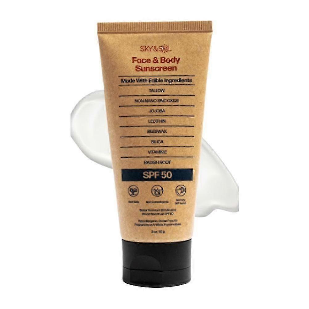 Natural Mineral Sunscreen SPF50+ with Beef Tallow for Sensitive Skin Waterproof Matte Finish 85g