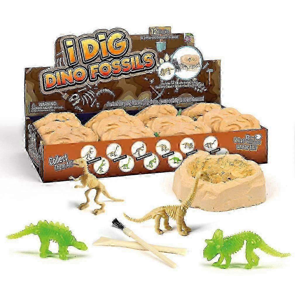 12pcs Dinosaur Fossil Dig Kit for Kids - Archaeology Science Toy Set