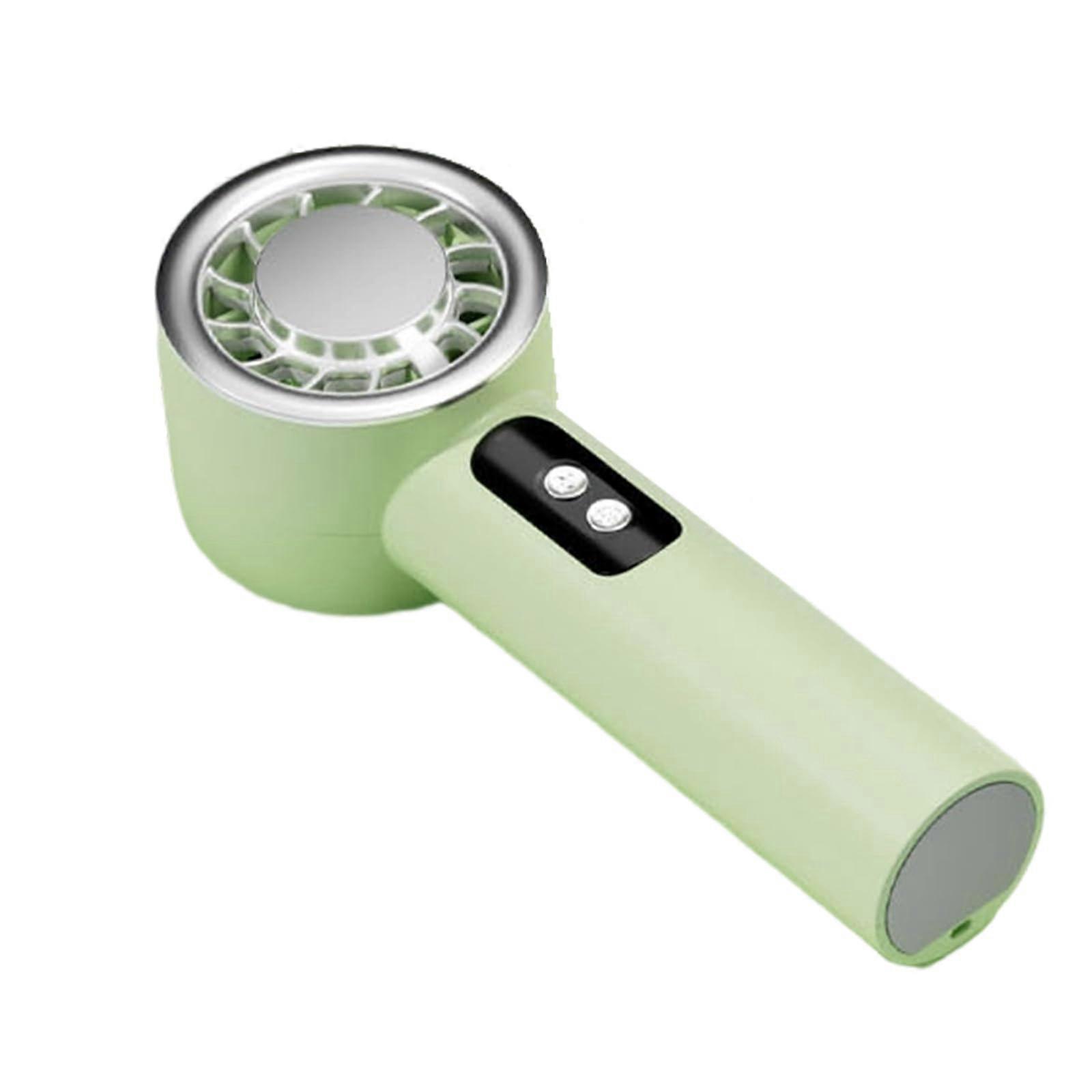 Portable Handheld Fan with 100Speed Adjustment, Rechargeable Battery, LED Display, Green