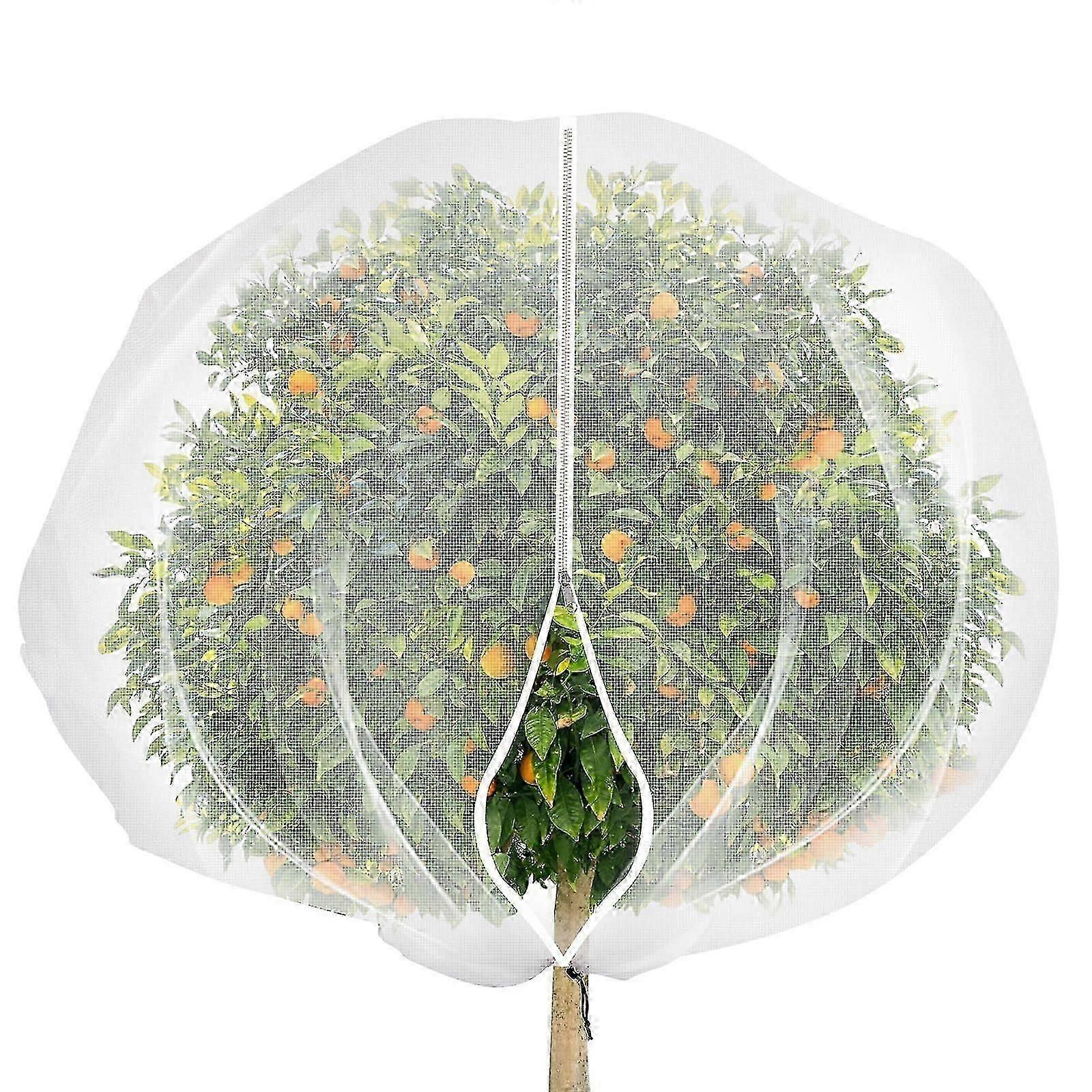 Large Fruits Tree Netting Cover with Zipper and Drawstring,Garden Insect Netting Plant Cover Transparent Bird Plant Barrier Flower Fruits Mesh Screen