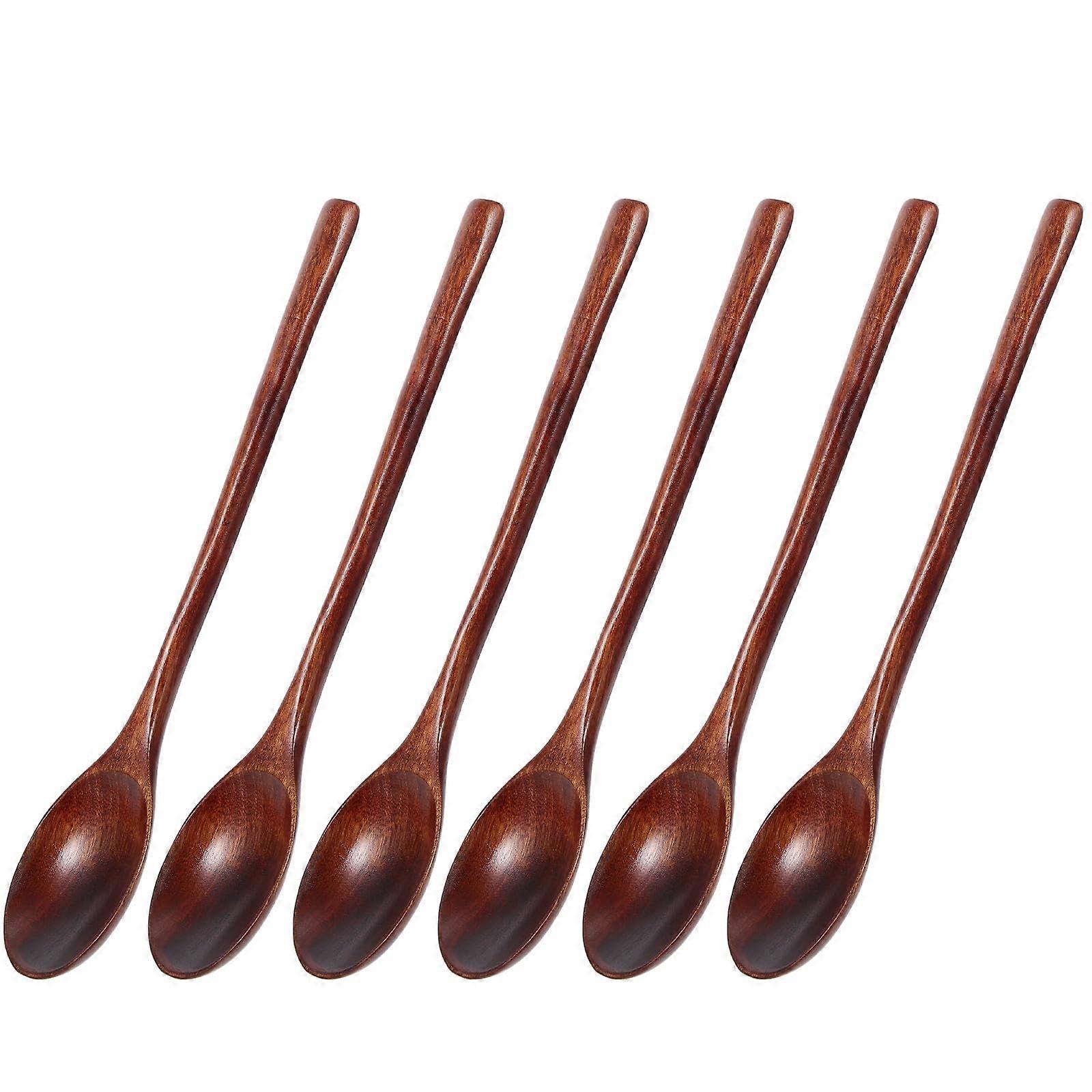 Wooden Soup Spoons Set Natural Long Handle EcoFriendly for Kitchen Dining and Versatile Cooking