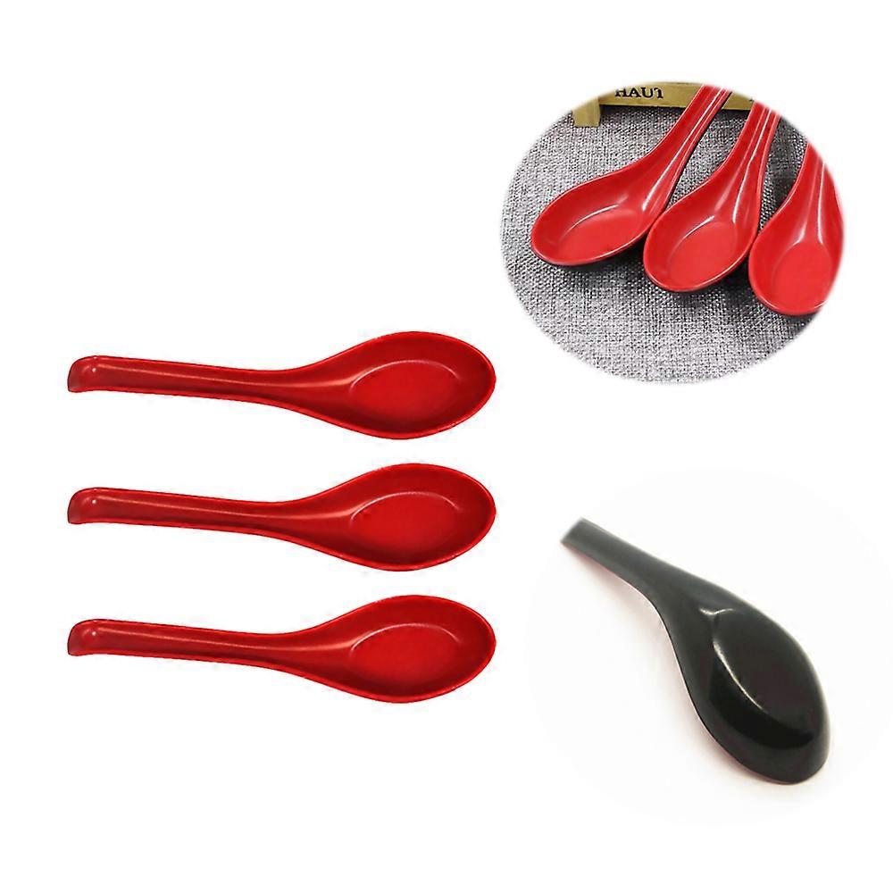 Spoons Asian Soup Spoon Set for Decoration with 3Pcs Red