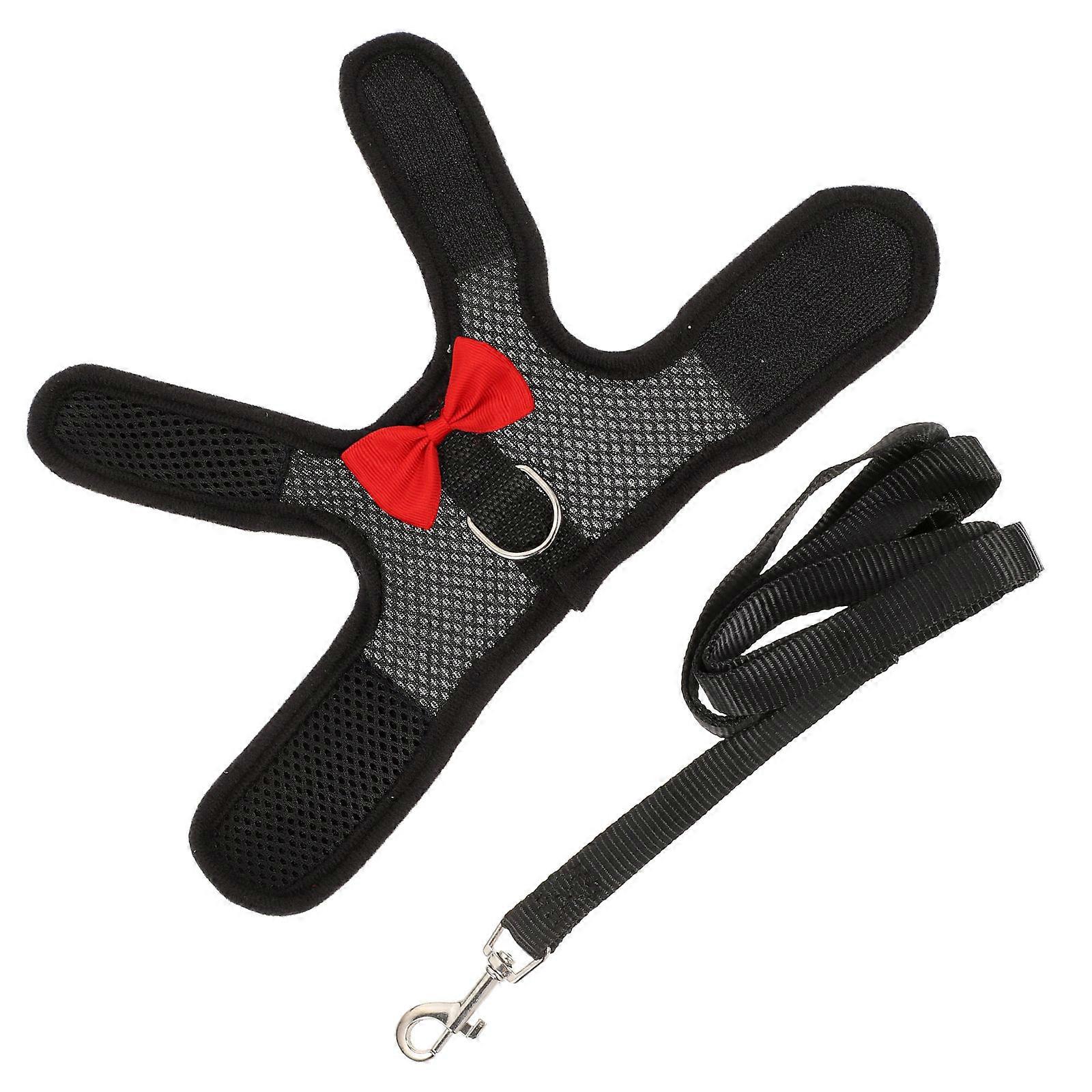 Bunny Harness Leash for Pet Use Rabbit Harness Black 1Set