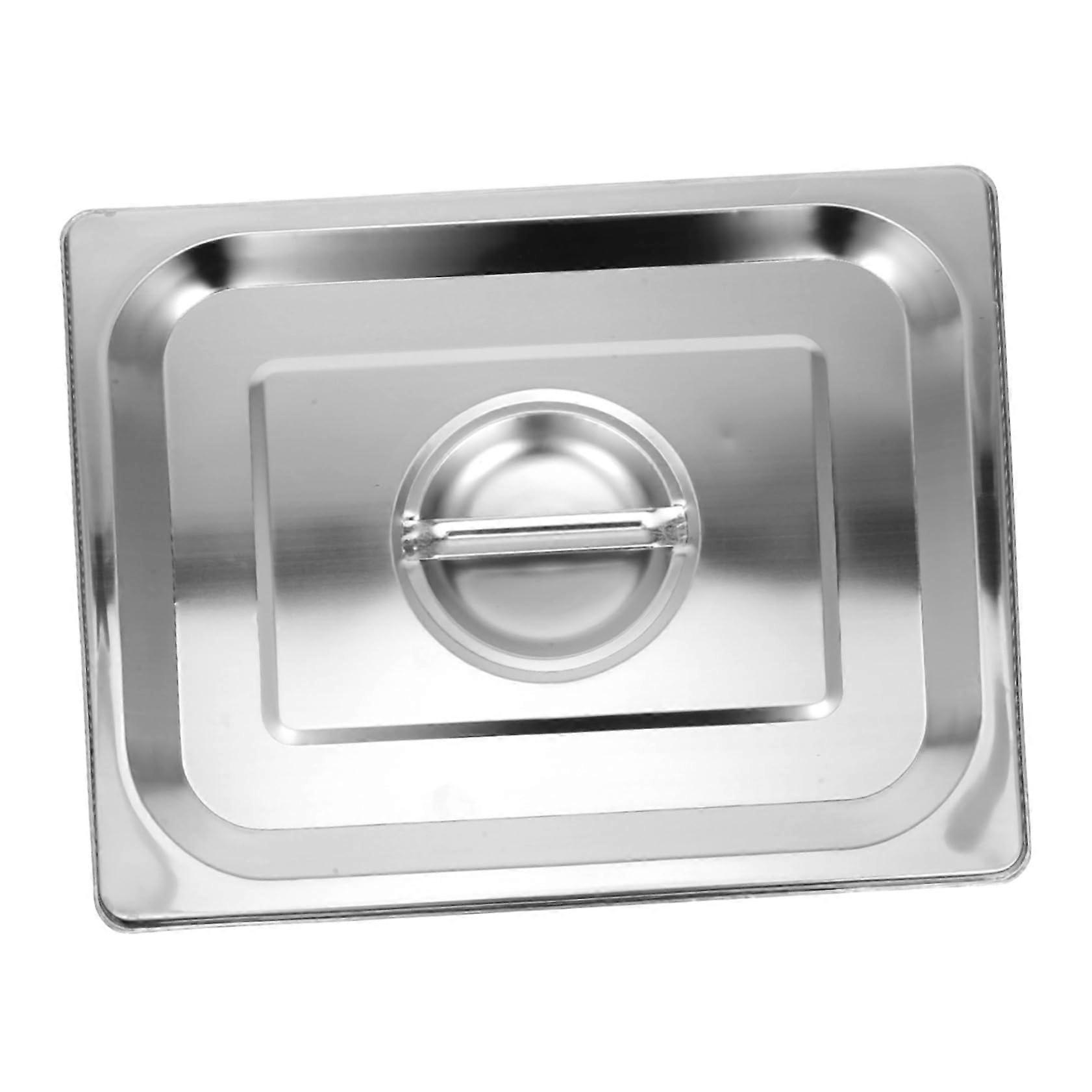 Stainless Steel Rectangular Pan Lid with Handle, Spill Resistant Buffet Steam Table Cover for Catering