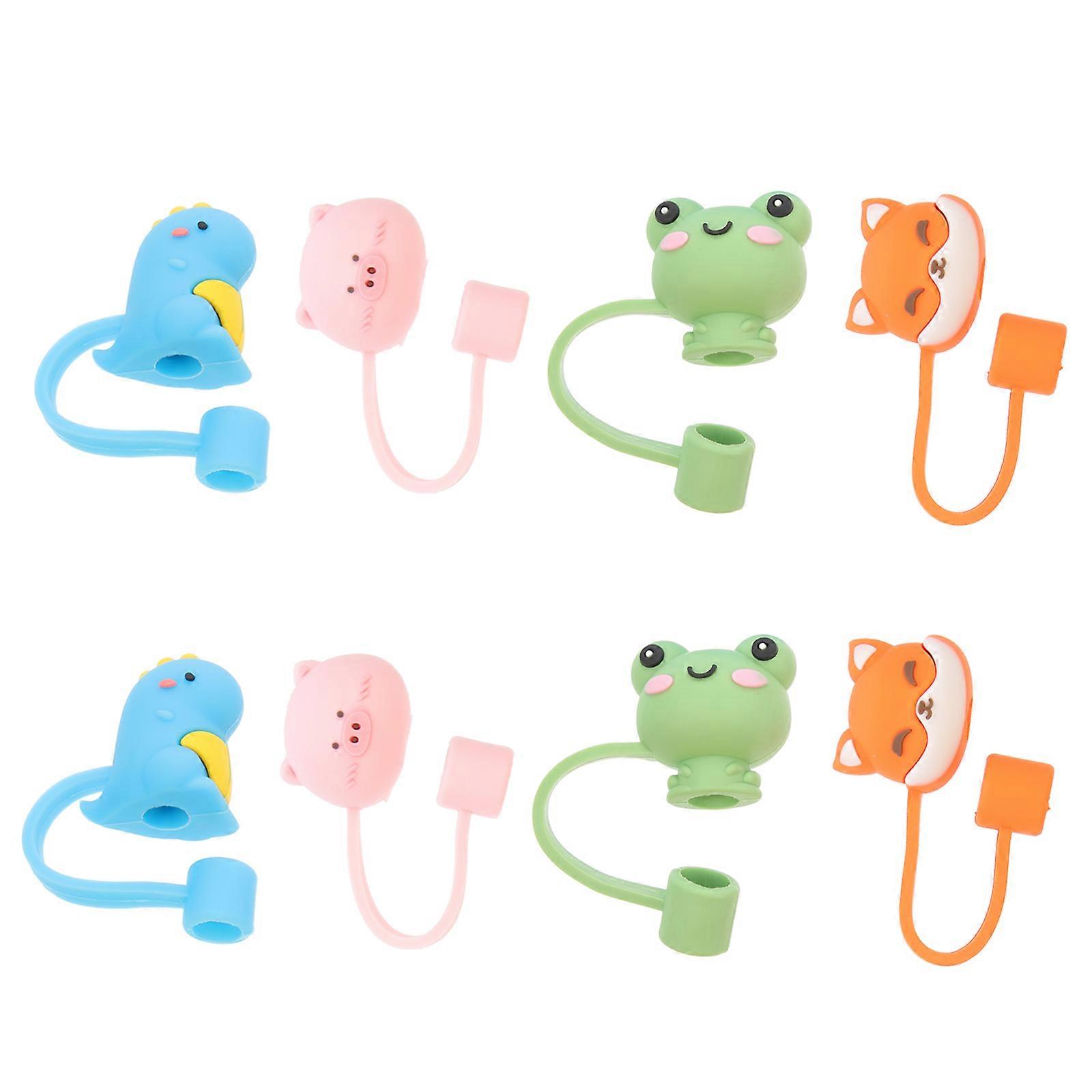 Assorted Color Silicone Straw Topper for Decoration 8Pcs Straw Covers