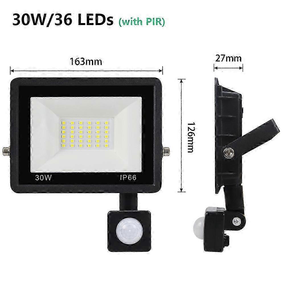 LED Floodlight Outdoor Security Light IP66 Waterproof Motion Sensor Adjustable White 10W100W