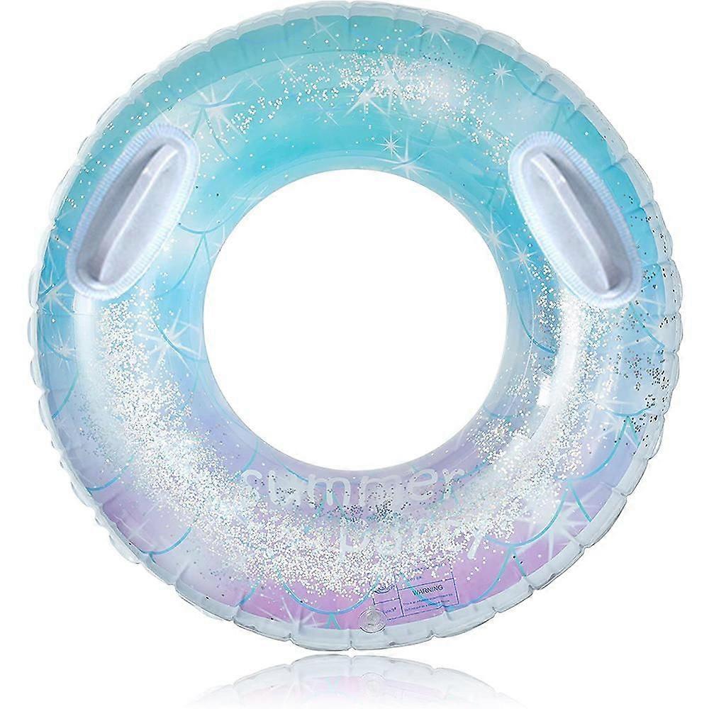 Inflatable Pool Float Tube,Transparent Swimming Ring with Glitters