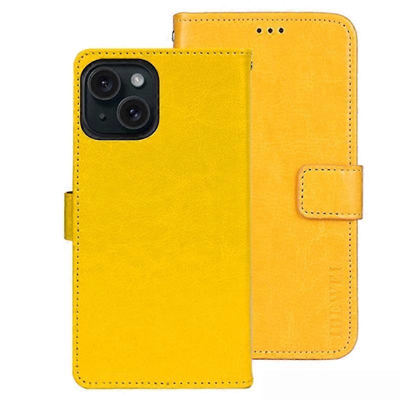 IDEWEI For iPhone 15 Case Crazy Horse Texture Wallet Leather Stand Phone Shell