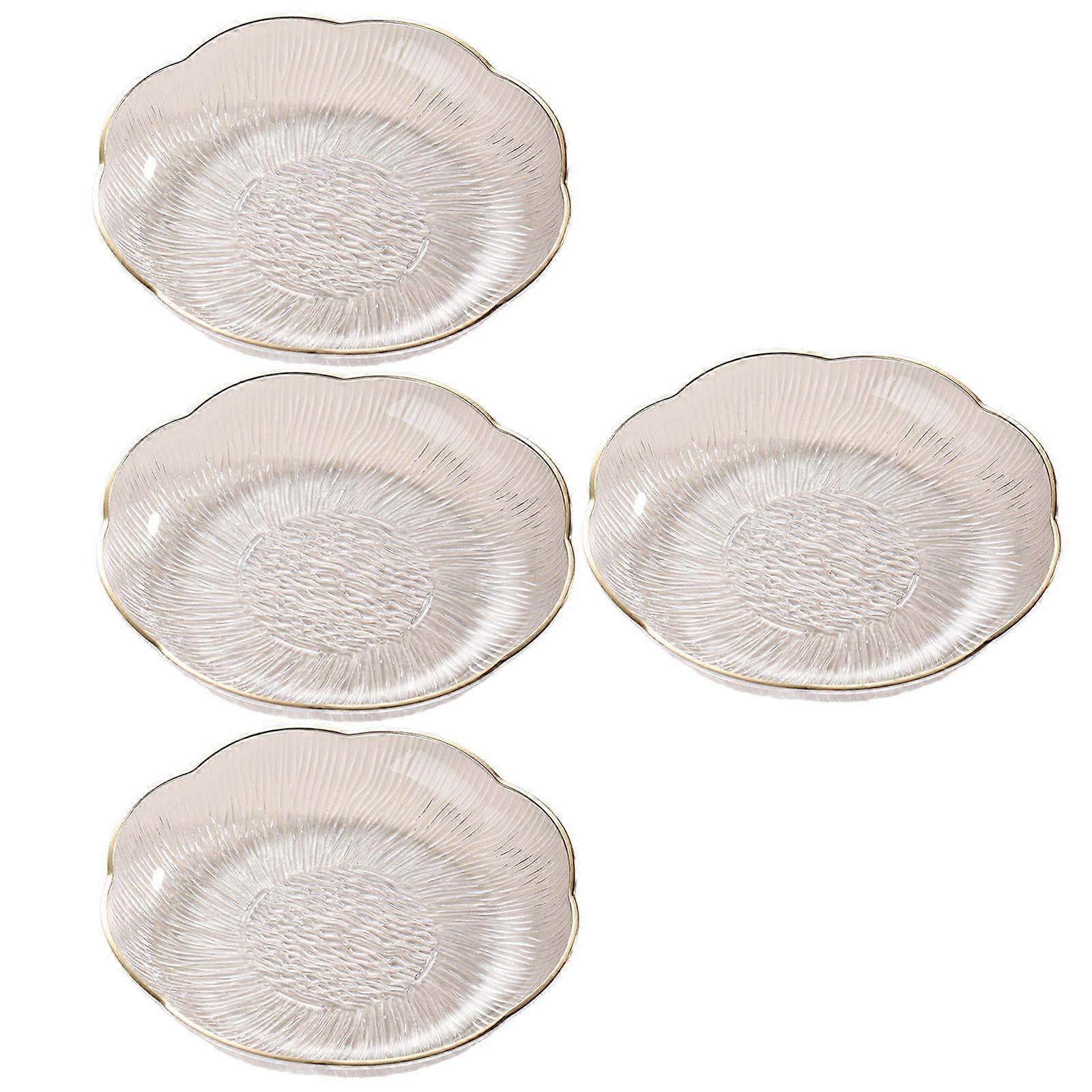 Transparent Stackable Dessert and Salad Plates Light Luxury Serving Set of 4 White