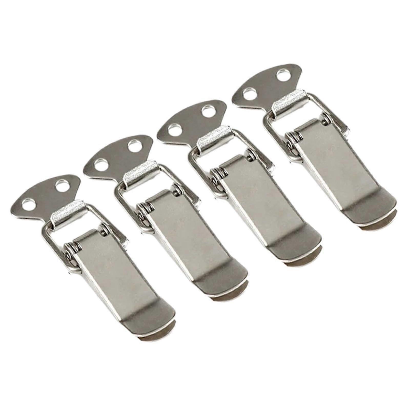 4PC Heavy Duty Spring Toggle Latch Hasps with Secure Lock for Toolbox, Cabinet and Wooden Crate