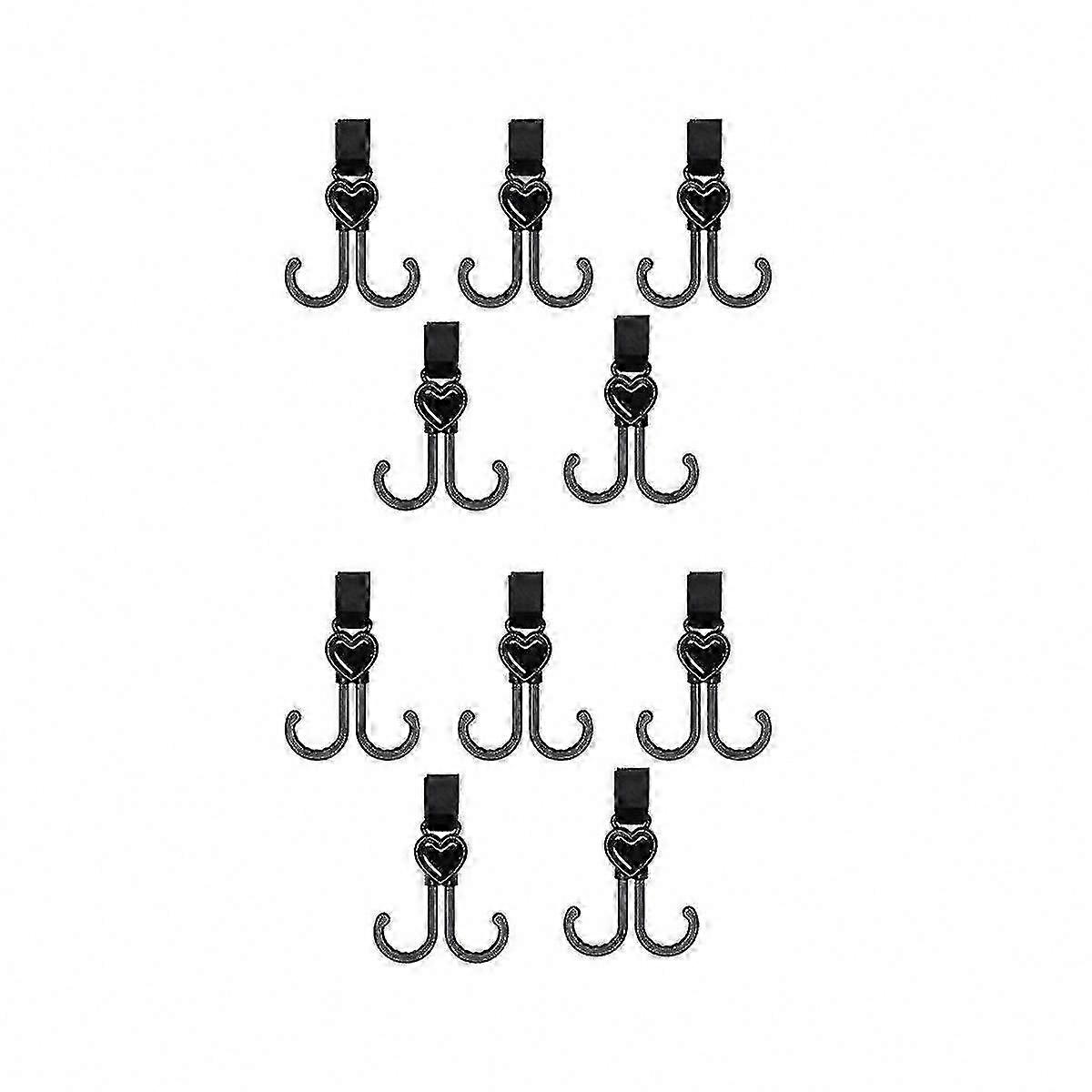 10 Pack Rotating Stroller Hooks with Double Hooks and Loop Fasteners for Baby Strollers and Bicycles