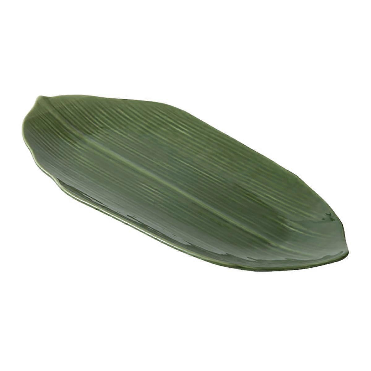 Ceramic Sushi Plate Elegant Leaf Shape Japanese Serving Platter for Appetizers Snacks Desserts