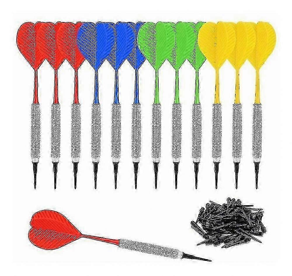 Dart Set With 100 Extra Soft Tips,safety Soft Darts(red,yellow,blue,green)(12pcs)