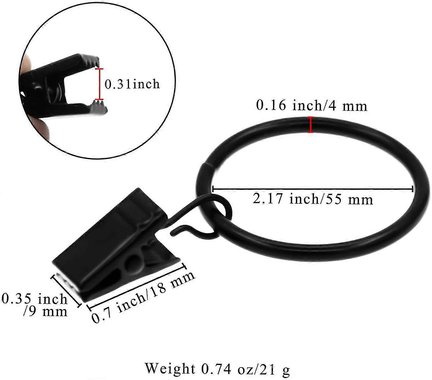 Pacote com 10 argolas extragrandes para cortina com presilhas - 6,35 cm (2,5 polegadas) - Preto Vintage