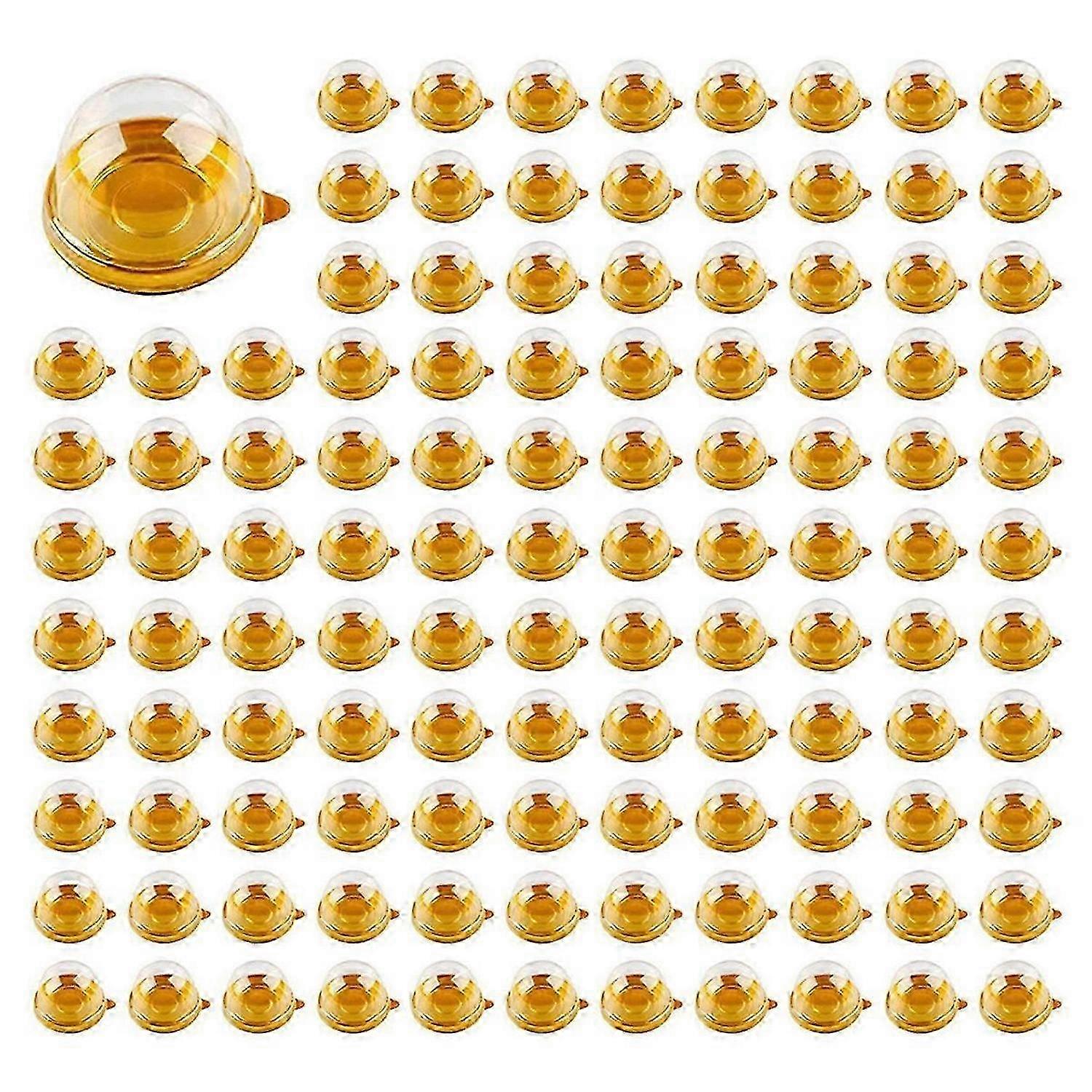 100 clear plastic mini round cupcake boxes