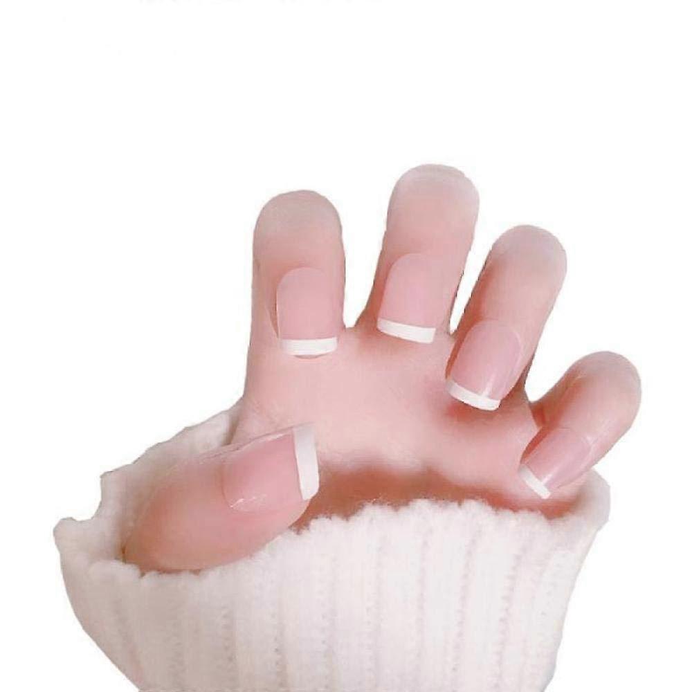 Light Pink Press On Nails Short Round with Natural Full Coverage Look, 24pcs Pre Designed Tips