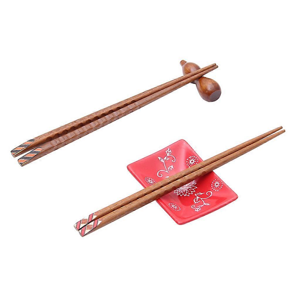 Wood Chopsticks Reusable Solid Wood Chopsticks 5Pairs for Dining and Tableware