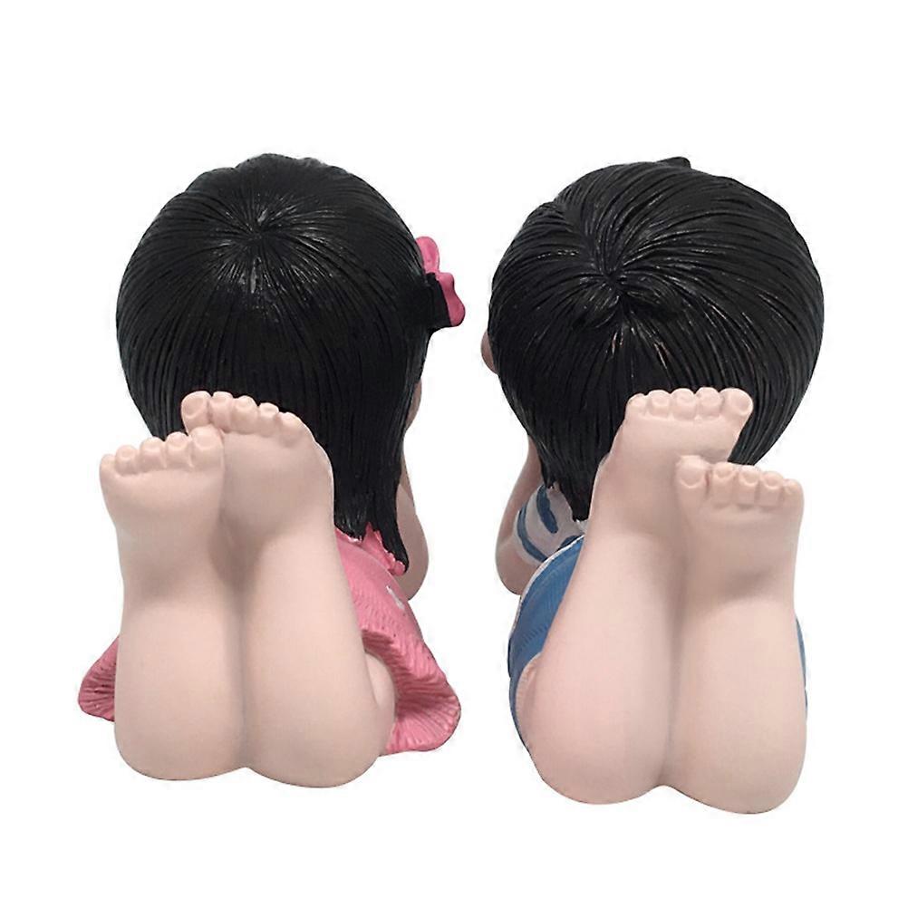 Resin Ornaments Creative Cartoon Car Dashboard Decorations with 4Pcs