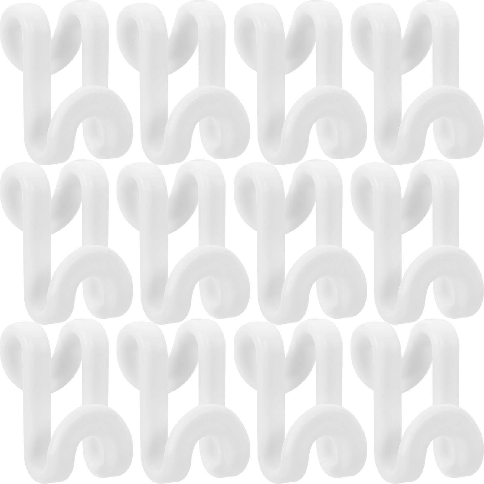 White S-Shape Clothes Hanger Connector Hooks for Closet Space Saving 100Pcs