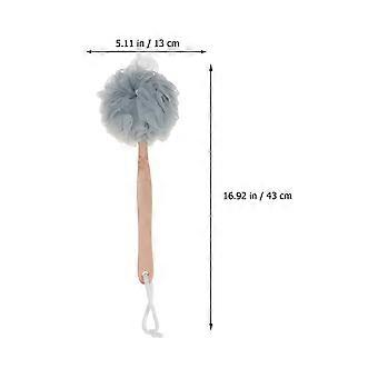Wooden Long Handle Bath Balls for Bathing Use Grey Shower Back Scrubber 3Pcs