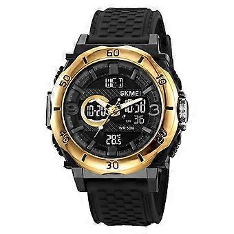 Herren-Armbanduhr, wasserdicht bis 50 m, Thermometer, digitale Dual-Display