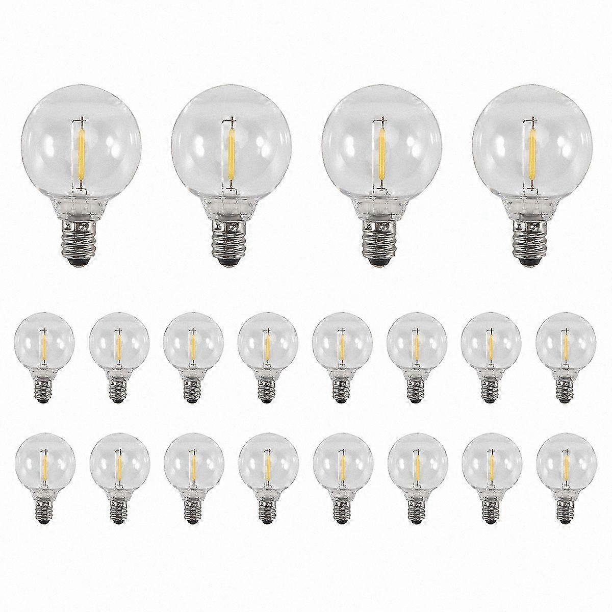 20 Pcs G40 LED Globe Bulbs E12 Base Shatterproof for Solar String Lights