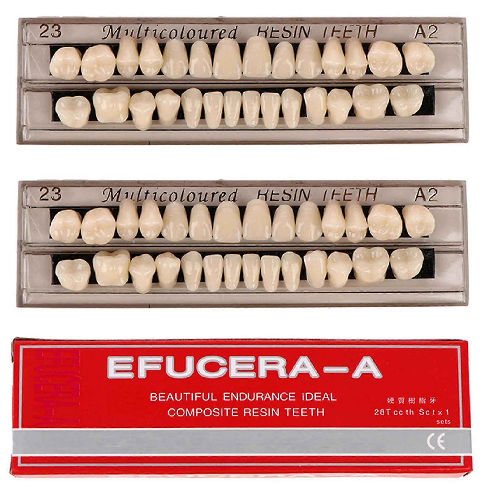 Dentures Kit 56pcs Acrylic Denture Teeth Complete Upper Lower Set Shade A2 Dental Replacement